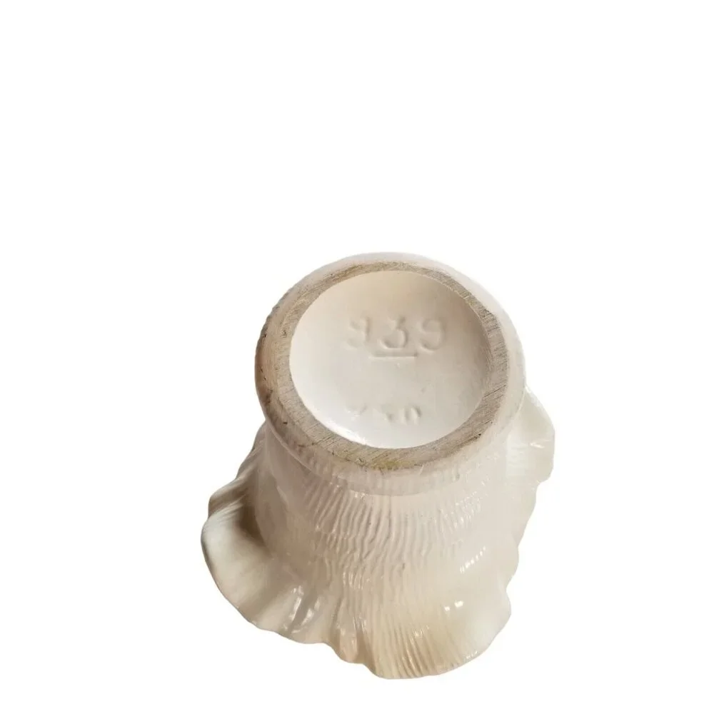 Vtg.‎ Camark Art Pottery USA # 939 Ivory Ruffled Top Vase Pink Interior 6